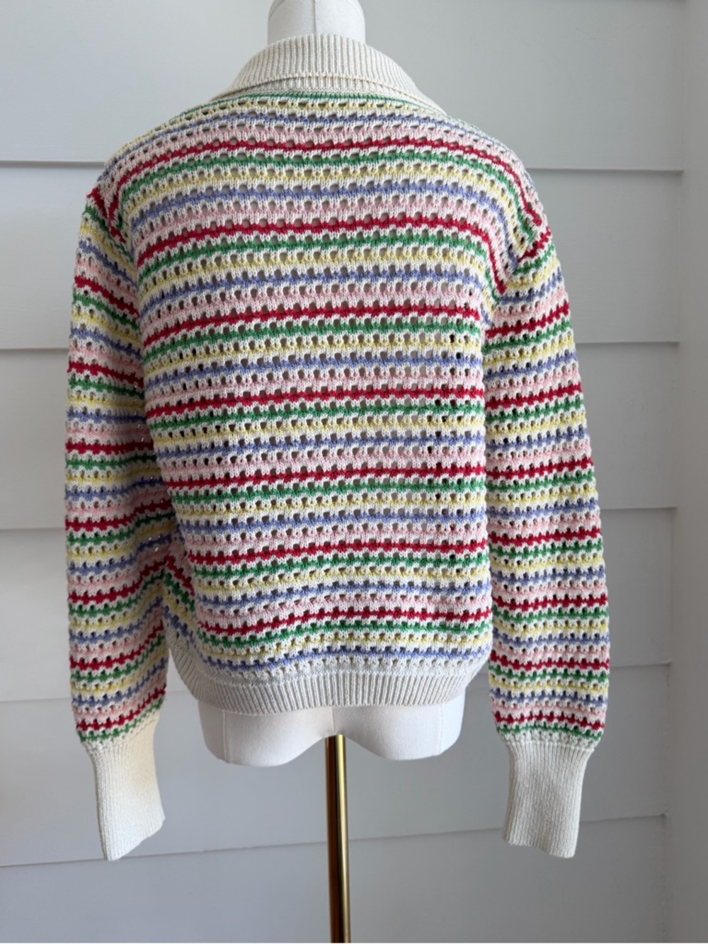 Zara Striped Crochet Knit Cardigan Jacket size M - Picture 3 of 8